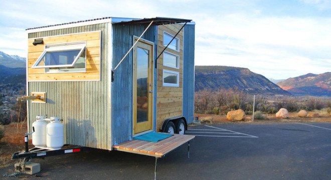 Rocky Mountain Tiny Houses, tiny houses, tiny house, tiny home, tiny homes, Boulder, Boulder Colorado, tiny mobile home, barn wood, the boulder, affordable tiny home, rocky mountains, reclaimed corrugated tin, cedar boards,