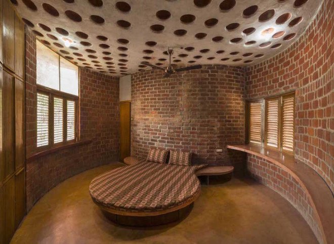 Brick House, iStudio Architecture, Wada, Mumbai, India, local materials, locally sourced materials, natural light, brick, stone, wood, bamboo, ferro-concrete, rat-trap bond, arched windows, passive cooling,