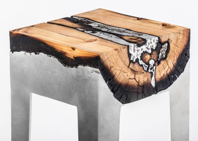Hilla Shamia, Aluminium Furniture, Tree Trunk Furniture, Natural Wood Furniture, Charcoal Furniture, Israeli Furniture Design