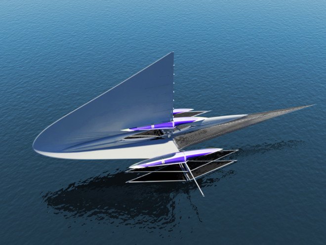 Margot Krasojevic, solar-powered design, solar power, perpetual motion, maritime vehicle, hydrofoils, Fresnel lenses, solar concentrators, solar energy, photovoltaic cells, energy efficient yacht, green transportation
