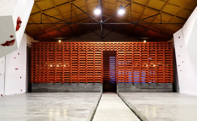 green design, eco design, sustainable design , Joao Quintela, Tim Simon, climbing gym, Vertigo Pavilion, adaptive reuse, timber pavilion, Slatted pavilion