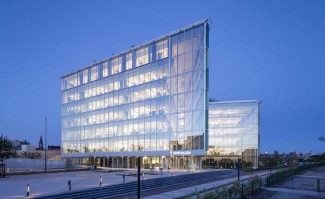Lund, Sweden, City Hall, Christensen & Co Architects, energy efficiency, energy efficient building, Lund City Hall, Swedish City Hall, W-shaped architecture, green roof, renewable energy, solar power,