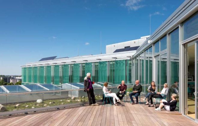 Lund, Sweden, City Hall, Christensen & Co Architects, energy efficiency, energy efficient building, Lund City Hall, Swedish City Hall, W-shaped architecture, green roof, renewable energy, solar power,