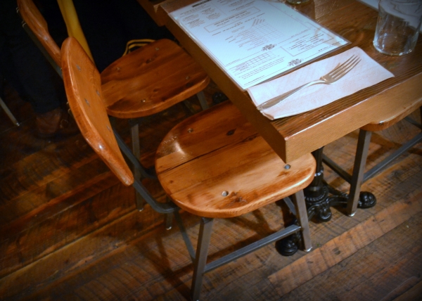 recycled brooklyn, reclaimed wood, reclaimed wood brooklyn, reclaimed furniture nyc, reclaimed furniture, eco-friendly furniture nyc, custom wood furniture nyc, the meatball shop, meatball shop nyc, meatball shop furniture, meatball shop custom dining sets, matt and steve loftice, matthew and steven loftice, salvaged furniture brooklyn ny