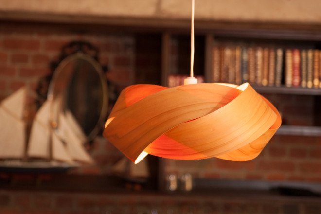 Minnow Twist, pendant light, pendant lamp, light shade, sustainable lamp, lamp design, green lighting, bamboo lamp, recycled materials, New Zealand, reused materials, old internet cables