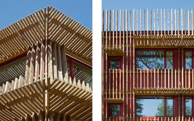Öijared Hotel, Öijared Country Club, Öijared, Sweden, Gert Wingårdhs, Kjellgren Kaminsky Architecture, Kjellgren Kaminsky, hotel, hotel design, timber slats, timber cladding, spruce, locally sourced materials, prefabricated rooms, prefab, prefabricated hotel rooms, natural materials, wood, double height lounge, neutral palette