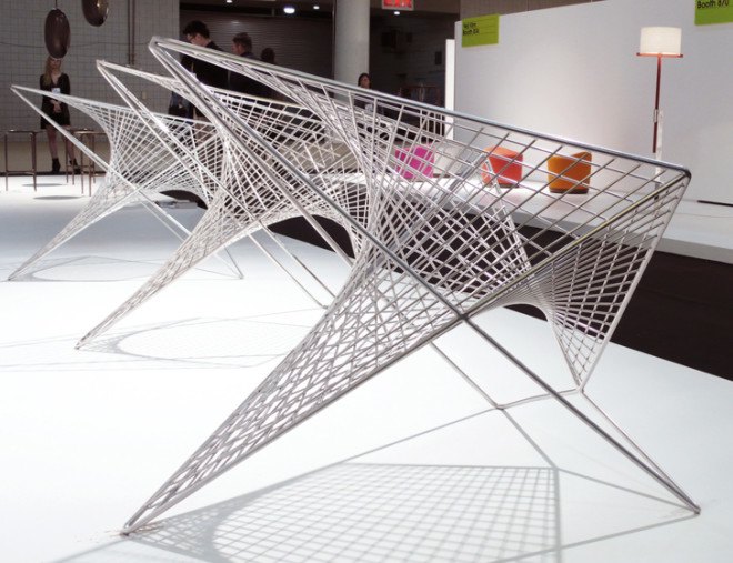 Parabola Chair, Carlo Aiello, New York deisgner, New York art, mathematics, hyperbolic paraboloids, chair design, metal chairs, green furniture, Red Dot Award