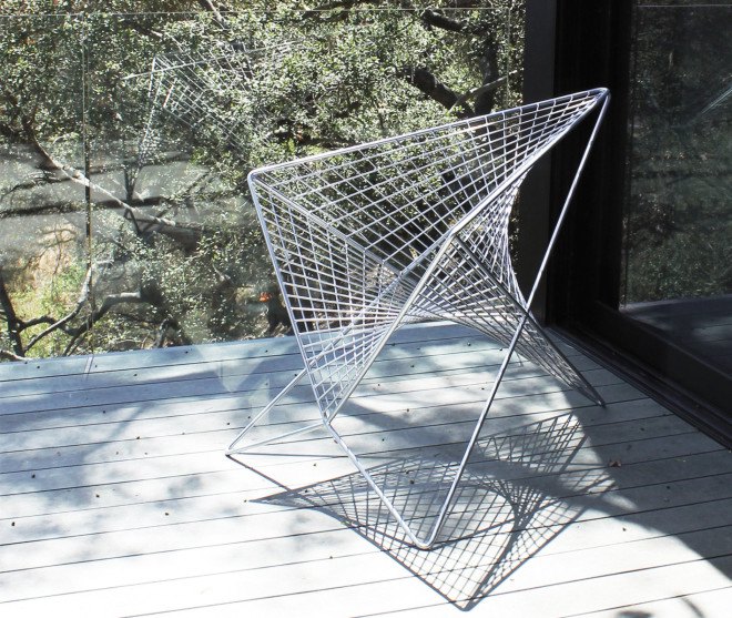 Parabola Chair, Carlo Aiello, New York deisgner, New York art, mathematics, hyperbolic paraboloids, chair design, metal chairs, green furniture, Red Dot Award