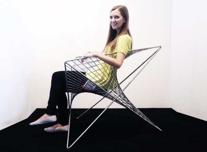 Parabola Chair, Carlo Aiello, New York deisgner, New York art, mathematics, hyperbolic paraboloids, chair design, metal chairs, green furniture, Red Dot Award