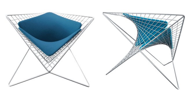 Parabola Chair, Carlo Aiello, New York deisgner, New York art, mathematics, hyperbolic paraboloids, chair design, metal chairs, green furniture, Red Dot Award