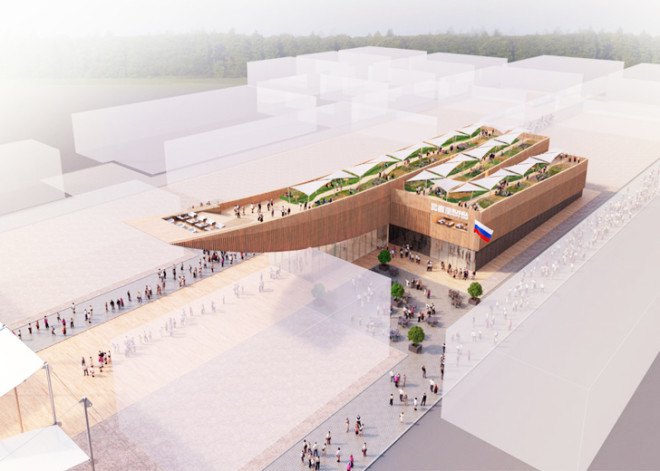 rooftop gardens, Expo Milan 2015, Russian Pavilion, pavilion, pavilion design, SPEECH Tchoban & Kuznetsov, Sergei Tchoban, expo architecture, timber architecture, timber, canopy, wooden canopy, sustainable timber, sustainable materials, russian architects, soviet architecture