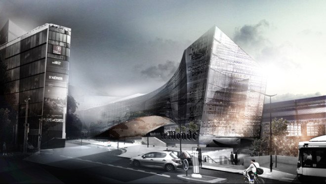 Le Monde Group, Snøhetta, headquarters, newspapers, paris archtitecture, paris, french architects, Christian de Portzamparc, pixelated facade, facade design, digital facade, LED lights