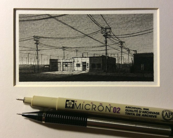 green design, eco design, sustainable design, Taylor Mazer, tiny drawings, tiny art works, pencil and ink