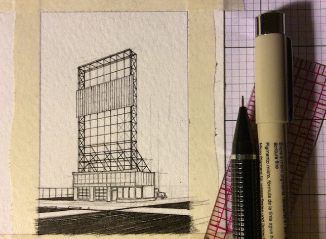 green design, eco design, sustainable design, Taylor Mazer, tiny drawings, tiny art works, pencil and ink