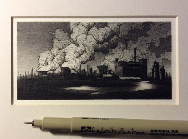 green design, eco design, sustainable design, Taylor Mazer, tiny drawings, tiny art works, pencil and ink