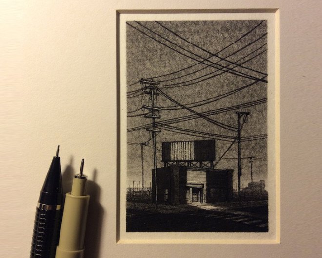green design, eco design, sustainable design, Taylor Mazer, tiny drawings, tiny art works, pencil and ink