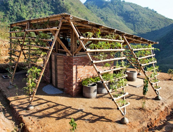 H&P Architects, Vietnam, low-cost architecture, green architecture, reused pipes, reused materials, rainwater harvesting, rainwater, rural architecture, bamboo, restroom resign, affordable design