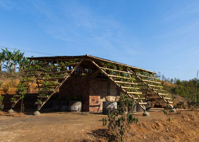H&P Architects, Vietnam, low-cost architecture, green architecture, reused pipes, reused materials, rainwater harvesting, rainwater, rural architecture, bamboo, restroom resign, affordable design