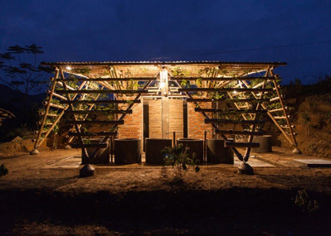 H&P Architects, Vietnam, low-cost architecture, green architecture, reused pipes, reused materials, rainwater harvesting, rainwater, rural architecture, bamboo, restroom resign, affordable design
