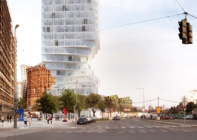 MVRDV, Vienna, Gasometers, curtain wall, twisted building, contorted building, hourglass building, terraces, skyscrapers, modern skyscraper, mixed use, mixed use skyscraper, sundial