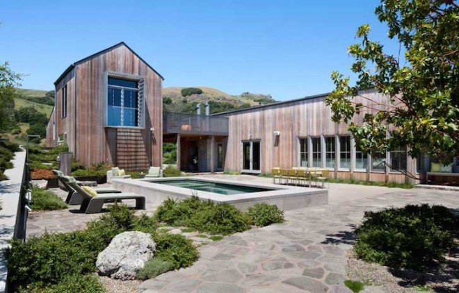 western red cedar, zinc roof, corrugated zinc, net zero, net zero ranch, Turnbull Griffin Haseloop, California, northern california, SWA Group, drought resistant plants, native grasses, sustainable design, family ranch, net zero energy, net zero energy design, sustainable architecture, reclaimed wood, solar power, high r insulation, rainwater capture system, passive cooling, sunshades, solar heat gain