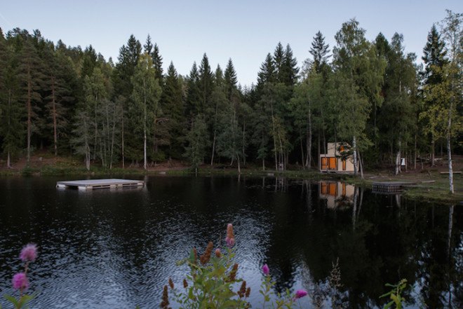 cabin, timber cabin, Massiv Lust, Massiv lust AV, Isdammen, Norway, norwegian architecture, lakeside cabin, tiny building, Woody15, Marianne Borge, cross-laminated timber, glass sliding doors