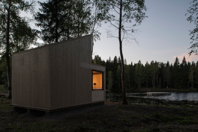 cabin, timber cabin, Massiv Lust, Massiv lust AV, Isdammen, Norway, norwegian architecture, lakeside cabin, tiny building, Woody15, Marianne Borge, cross-laminated timber, glass sliding doors