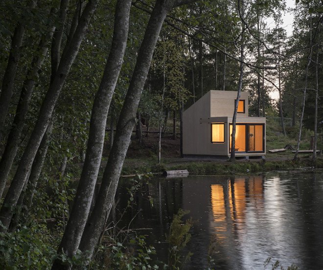 cabin, timber cabin, Massiv Lust, Massiv lust AV, Isdammen, Norway, norwegian architecture, lakeside cabin, tiny building, Woody15, Marianne Borge, cross-laminated timber, glass sliding doors