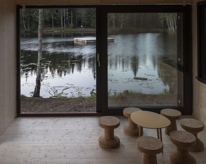 cabin, timber cabin, Massiv Lust, Massiv lust AV, Isdammen, Norway, norwegian architecture, lakeside cabin, tiny building, Woody15, Marianne Borge, cross-laminated timber, glass sliding doors