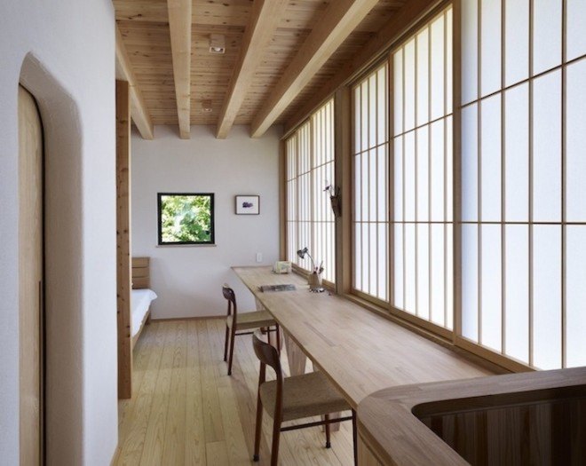 Yatsugatake Villa, Yatsugatake mountain, japan, japanese architecture, MDS, south facing rooms, south facing light, passive design, passive house techniques, organic home, rounded doorways, fan-shaped, countryside house, vegetable garden