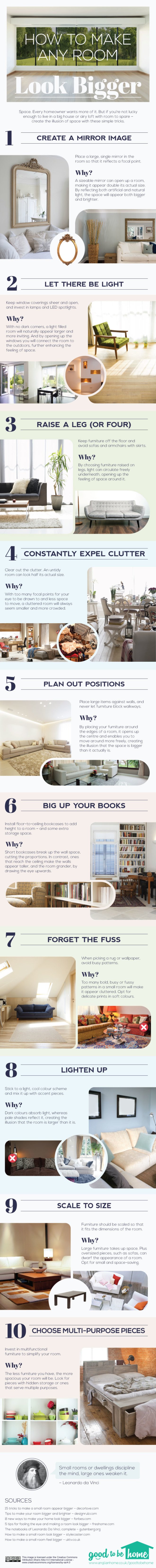 good to be home, make a room look bigger, small living, small space living tips, how to make a small room look bigger