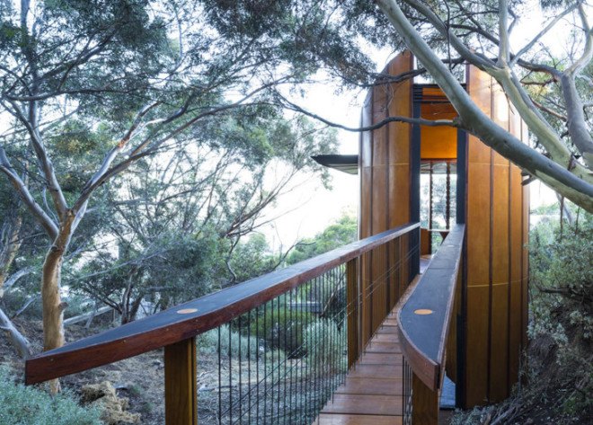 treetop, treehouse, sustainable structure, locally-sourced materials, locally-sourced, wood, tiny, small, architecture, architect, self-designed, self-built, home studio, studio, Max Pritchard