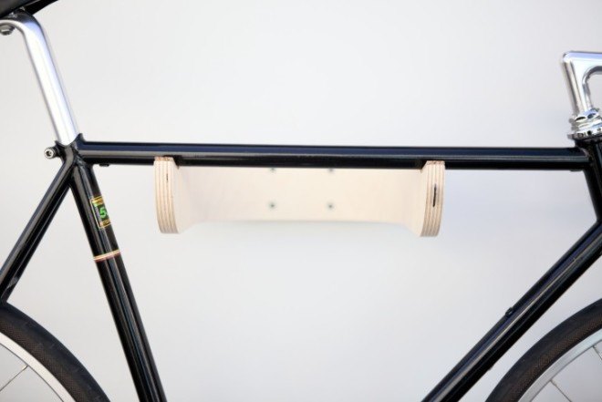 Happy Bicycle Store, PAU, wooden bicycle wall rack, wood wall rack, wood rack, wall rack, bicycle wall rack, reader submitted content, plywood, birch plywood, wooden bicycle accessories,