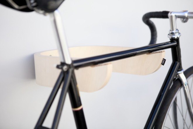 Happy Bicycle Store, PAU, wooden bicycle wall rack, wood wall rack, wood rack, wall rack, bicycle wall rack, reader submitted content, plywood, birch plywood, wooden bicycle accessories,