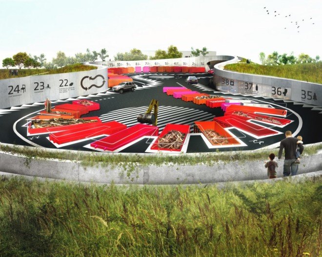 big designs, big architects, bjarnkey ingels, copenhagen, recycling depot, syndhavns recycling center, amagerforbraending, fitness, running, picnic, park, recycling square