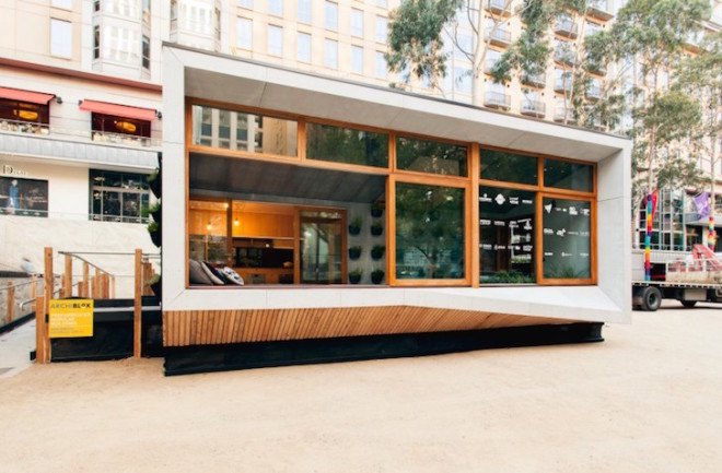 Archiblox, sunroom, carbon positive house, carbon positive, prefab, prefab house, carbon positive prefab, Melbourne, Australia, in-ground tubes, green roof, rainwater recycling, sustainably sourced materials, vertical, modular cabinets, double glazed facade, solar gain, passive design