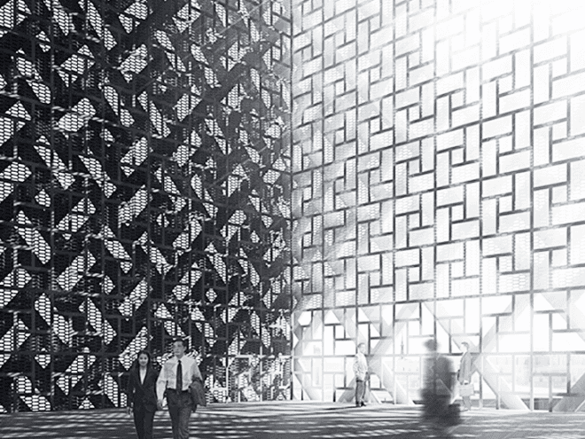 Godefroy Tang Architects, ThyssenKrupp Elevator, Cube Tower, China, Chinese architecture, Foshan, Guangdong, ThyssenKrupp, cube architecture, cuboid architecture, mixed use high rise, mixed use