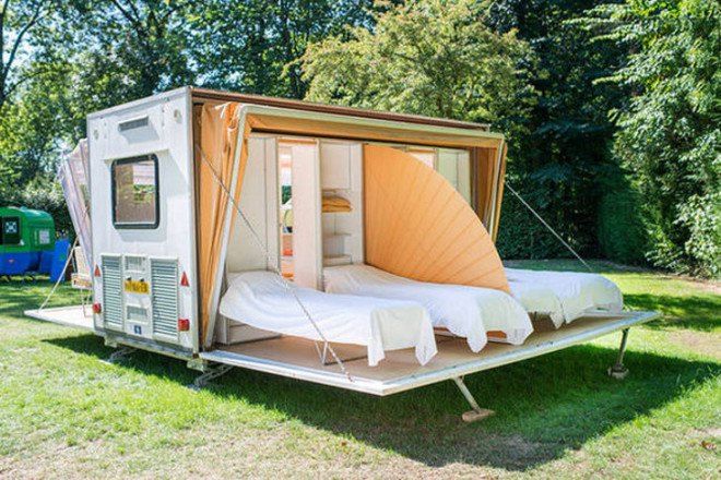 convertible camper, expandable trailer, expandable RV, de markies, eduard bohtlingk, dutch designed camper, dutch designed rv, collapsible travel trailer, expandable travel trailer