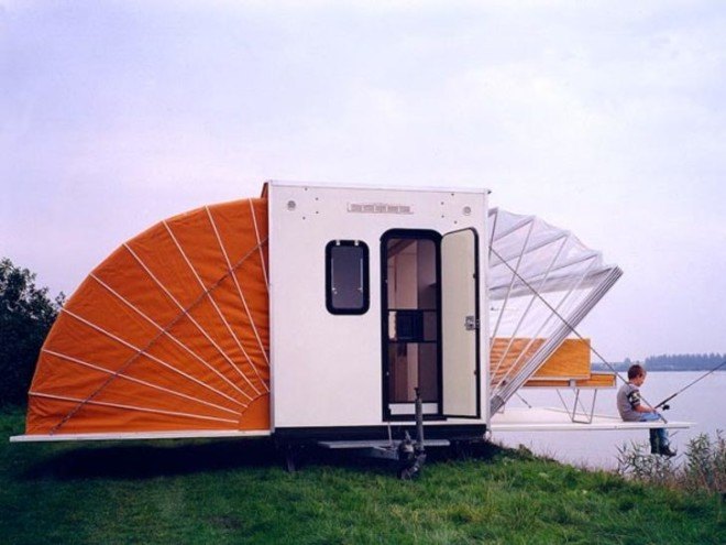 convertible camper, expandable trailer, expandable RV, de markies, eduard bohtlingk, dutch designed camper, dutch designed rv, collapsible travel trailer, expandable travel trailer