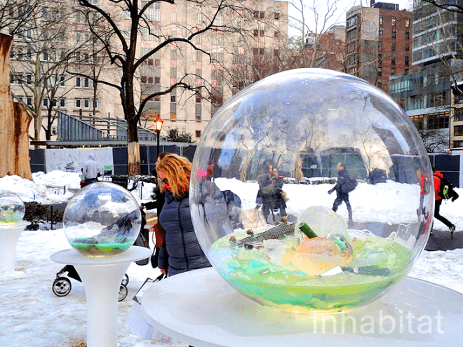 green design, eco design, sustainable design , gazing globes, Madison Square Park, Paula Haye, recycle art, outdoor art NYC, recycled technology