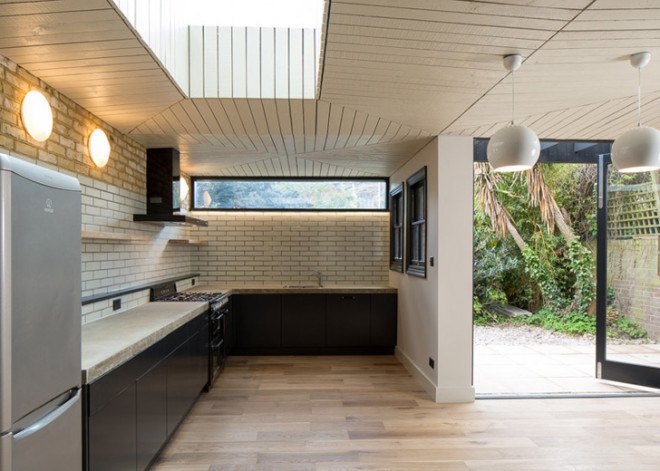 Gort Scott Architects, Victorian House, London, extension, green renovation, 19th century house, daylit house, timber facade, timber cladding, timber ceiling