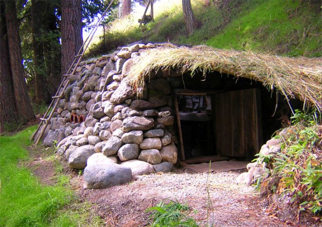 underground home built of stone