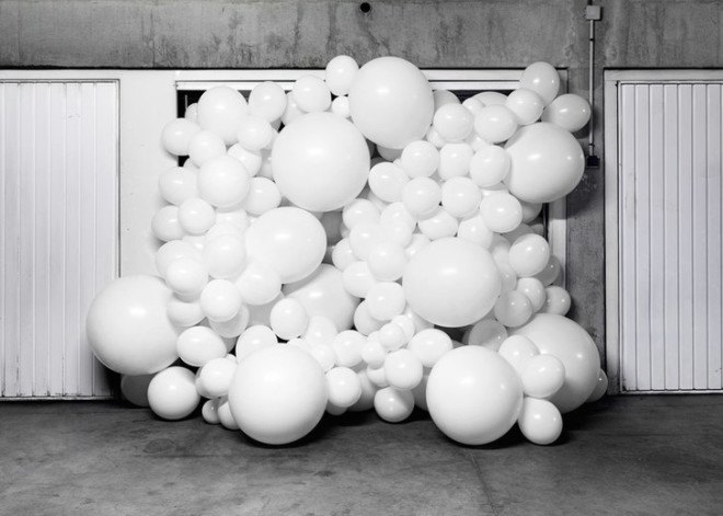 French art installation, Paris-based photographer, Charles Petillon, Invasions, white balloons as art, art using balloons, balloons in nature, photographs of balloons, photos of balloons, art installation balloons, art series balloons, art series abandoned spaces