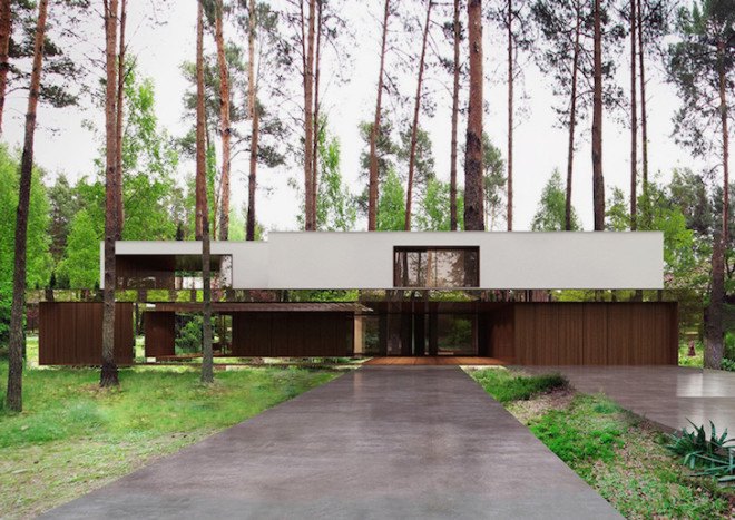 Poland, Warsaw, Izabelin, Izabelin House 2, REFORM Architekt, Marcin Tomaszewski, minimalist house, mirrored home, mirrored house, mirrored panels, floor-to-ceiling glazing