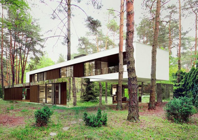 Poland, Warsaw, Izabelin, Izabelin House 2, REFORM Architekt, Marcin Tomaszewski, minimalist house, mirrored home, mirrored house, mirrored panels, floor-to-ceiling glazing