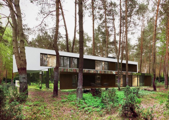 Poland, Warsaw, Izabelin, Izabelin House 2, REFORM Architekt, Marcin Tomaszewski, minimalist house, mirrored home, mirrored house, mirrored panels, floor-to-ceiling glazing