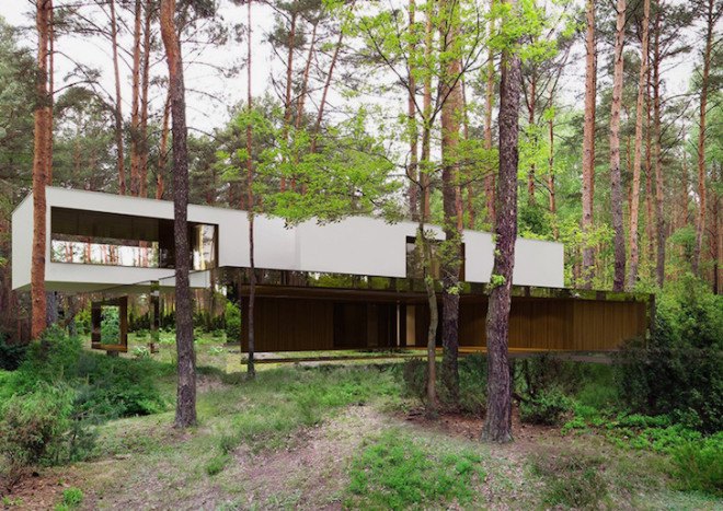Poland, Warsaw, Izabelin, Izabelin House 2, REFORM Architekt, Marcin Tomaszewski, minimalist house, mirrored home, mirrored house, mirrored panels, floor-to-ceiling glazing