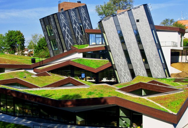 Zeimuls Center, Latvia, SAALS Architecture, green roof, green-roofed architecture, green architecture, terrain