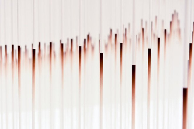 Nendo, sweet spot, Chocolatexture Lounge, Maison&Objet, Paris, chocolate-themed space, visitors lounge, brown furniture, sticks casacade installation