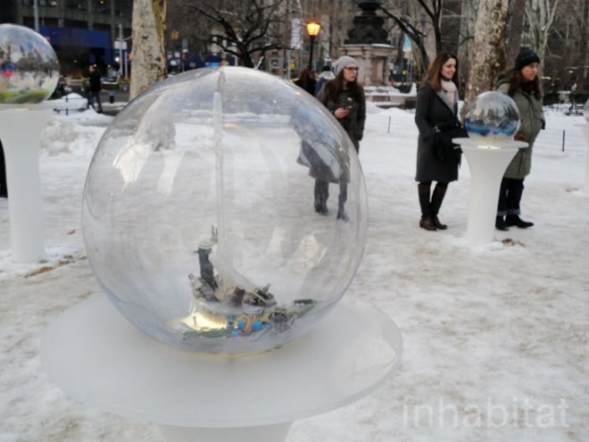 green design, eco design, sustainable design , gazing globes, Madison Square Park, Paula Haye, recycle art, outdoor art NYC, recycled technology